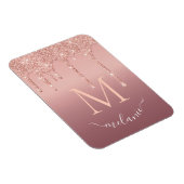 Monogram naam tekst roze goud roze glitter glans magneet (Rechterzijde)