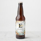 Monogram naam tekst zonnebloemen waterverf modern bier etiket (Voorkant)