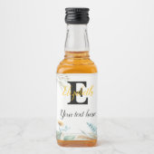 Monogram naam tekst zonnebloemen waterverf modern likeurfles etiket (Voorkant)