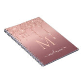 Monogram Naam Text Roze Goud Roze Glitter Glans Notitieboek (Rechterzijde)