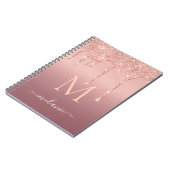 Monogram Naam Text Roze Goud Roze Glitter Glans Notitieboek (Linkerzijde)