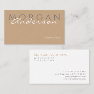Monogram Naam Titel & Info, Taupe Grijs Wit Visitekaartje