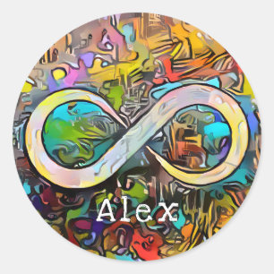 Monogram   Naam toevoegen   Infinesymbool Ronde Sticker