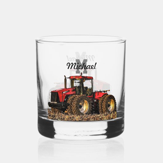 Monogram Naam Tractor Farmer Boerderij Whisky Glas (Achterkant)