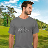 Monogram & Naam, Trendy Design Grijs Wit Tekst T-shirt