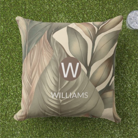 Monogram Naam Tropisch Buitenkussen (Gras)