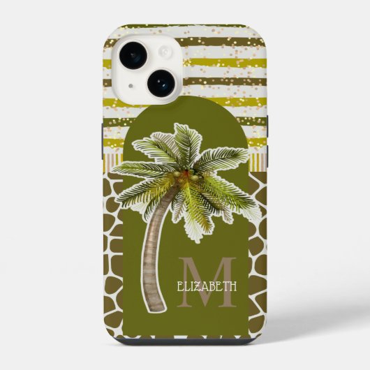 Monogram Naam Tropisch iPhone Hoesje (Achterkant)