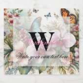 Monogram naam Tropische bloemen verlaat waterverf Likeurfles Etiket (Enkel label)