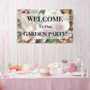 Monogram naam Tropische bloemen verlaat waterverf Spandoek