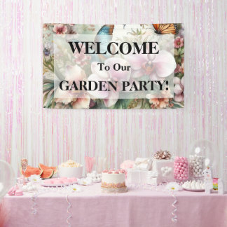 Monogram naam Tropische bloemen verlaat waterverf Spandoek