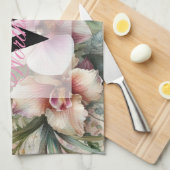 Monogram naam Tropische bloemen verlaat waterverf Theedoek (Quarter Fold)