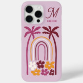 Monogram Naam Tropische Zomer Palmboom Bloem Case-Mate iPhone Case (Achterkant)