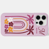 Monogram Naam Tropische Zomer Palmboom Bloem Case-Mate iPhone Case (Achterkant (horizontaal))