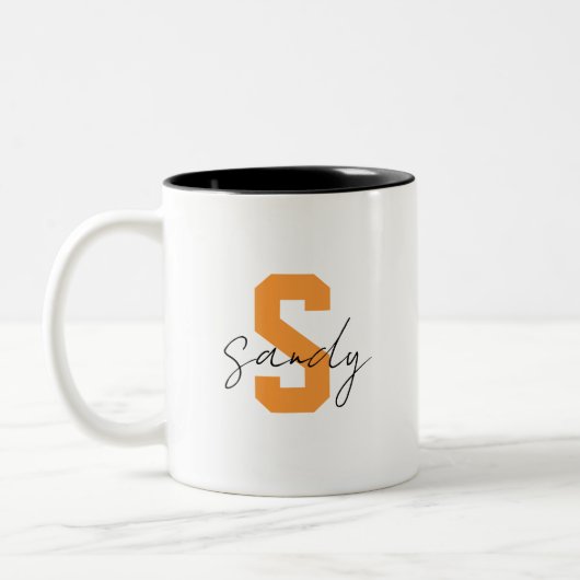 Monogram naam  tweekleurige koffiemok (Links)