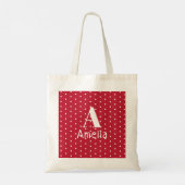 Monogram naam Typografie Red Polka Dots Pattern Tote Bag (Achterkant)