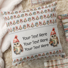 Monogram Naam Uilen Winter Kussen