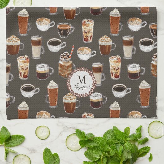 Monogram naam Venti Coffee Lover Theedoek (Gevouwen)