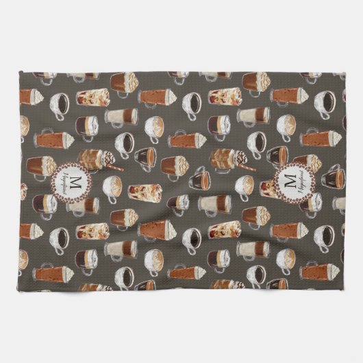 Monogram naam Venti Coffee Lover Theedoek (Horizontaal)