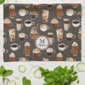 Monogram naam Venti koffieliefhebber Theedoek (Gevouwen)