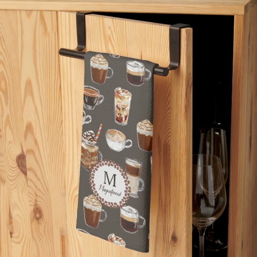 Monogram naam Venti koffieliefhebber Theedoek (Derde Gevouwen)