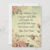 Monogram naam vintage harten bloem waterverf  feestdagenkaart (Achterkant)