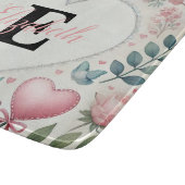 Monogram naam Vintage harten bloem waterverf Snijplank (Hoek)