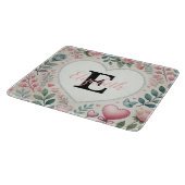 Monogram naam Vintage harten bloem waterverf Snijplank (Hoek)