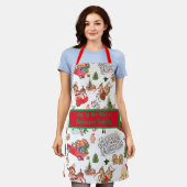 Monogram Naam Vintage Kerstmis | Schort (Gedragen)