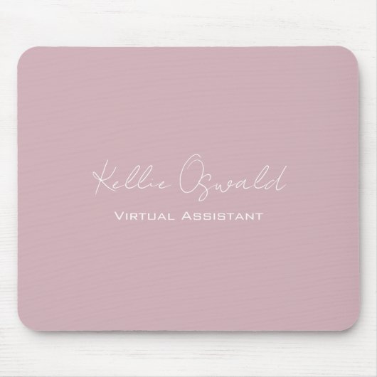 Monogram naam Virtual Assistant White Rose Roze Muismat (Voorkant)