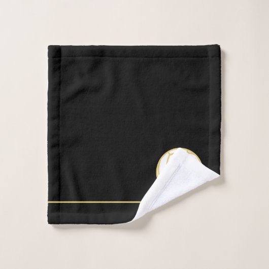 Monogram naam Volleyball Gold Black Bad Handdoek (Wasdoekje)