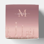 Monogram Naam Voorzijde Roos Goud Blush Sparkle Bedankdoosjes (Bovenkant)