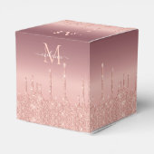 Monogram Naam Voorzijde Roos Goud Blush Sparkle Bedankdoosjes (Achterkant)