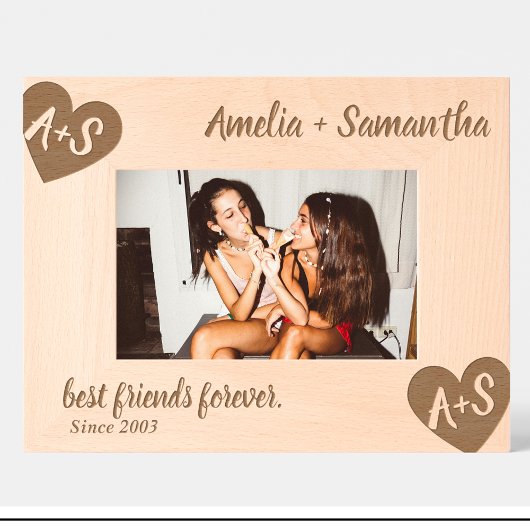 Monogram Naam Vrienden Custom Wood Lijsten Gegraveerde Lijstjes
