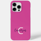 Monogram naam Vrouwelijk Solid Pink Case-Mate iPhone Case (Achterkant)