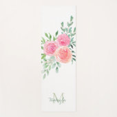 Monogram Naam Waterverf Bloem Yogamat (Voorkant)