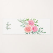 Monogram Naam Waterverf Bloem Yogamat (Voorkant (horizontaal))