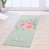 Monogram Naam Waterverf Bloemengroen Yogamat