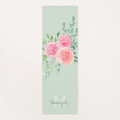 Monogram Naam Waterverf Bloemengroen Yogamat (Voorkant)
