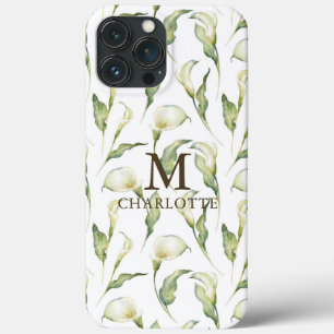 Monogram naam waterverf bloemige elegante witte le Case-Mate iPhone case