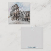 Monogram & Naam Waterverf Colosseum Rome Italië Notitiekaartje (Voorkant / Achterkant)