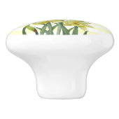 Monogram Naam Waterverf Gele affodils Stripes Keramische Knop (Zijkant)