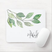 Monogram naam Waterverf groen Muismat (Met muis)