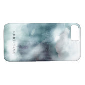 Monogram naam waterverf hester blauw-nautisch Case-Mate iPhone case (Achterkant (Horizontaal))