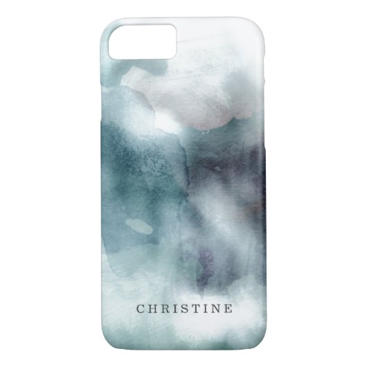 Monogram naam waterverf hester blauw-nautisch Case-Mate iPhone case (Achterkant)