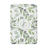 Monogram Naam Waterverf Olijfpatroon Badmat (Voorkant Verticaal)