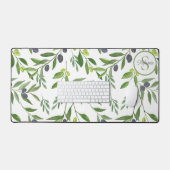 Monogram naam waterverf olijfpatroon bureaumat (Keyboard & Muis)