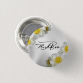 Monogram naam Weddenschap Gift Floral White Ronde Button 3,2 Cm (Voorkant /achterkant)