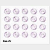 Monogram naam Weddenschap Roze Floral Violet Paars Ronde Sticker (Vel)