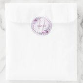 Monogram naam Weddenschap Roze Floral Violet Paars Ronde Sticker (Tas)