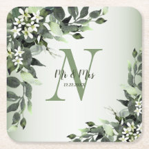 Monogram naam Wedding Greenery Floral Leaves
